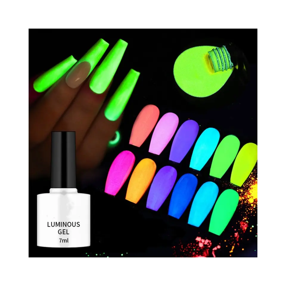 Luminous uv gel nail polish set Light color uv gel professional nail Fluorescence/rainbow color uv gel nail polish