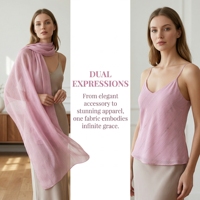 Voiles musulmans en tissu écologique, soie argentée froissée, crêpe georgette, tissu à reflets irréguliers, chiffon rose