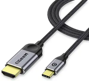 USB C至HDM I适配器电缆QGeeM 4K30Hz兼容迅雷3 4 Samsu ng S9 S10 i15 Sur face Book 2 Del l XPS 13