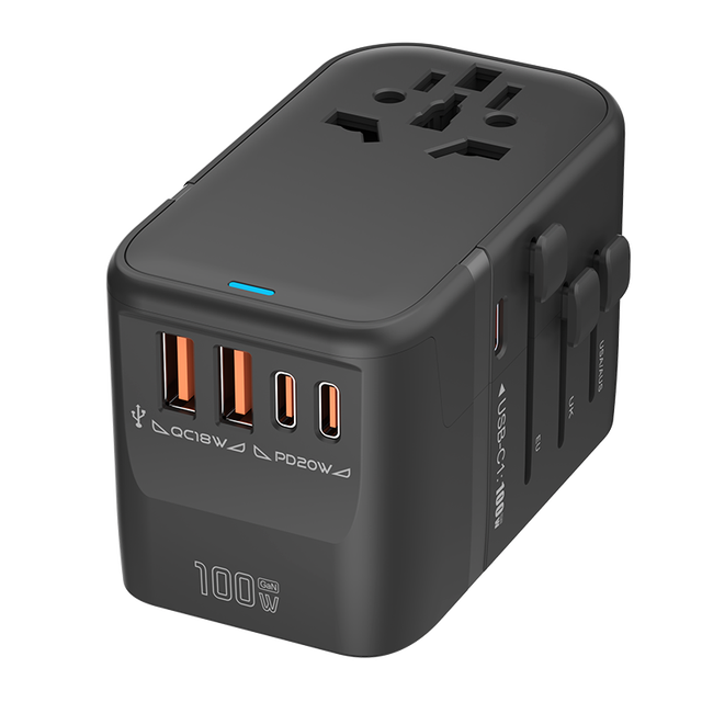 Fast Charge PD100W GaN  Worldwide International Universal Travel Adapter with 8A Plug and Socket