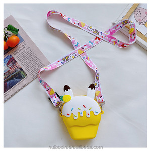 Silicone personnage de dessin animé bandoulière sac à bandoulière <span class=keywords><strong>portefeuille</strong></span> crème glacée sac à main porte-monnaie avec oreilles - Product Image 4