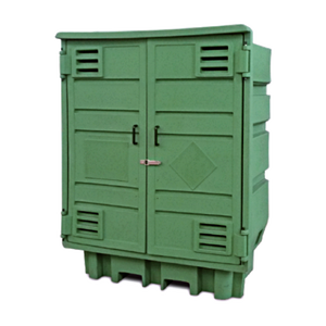 Armadietto delle apparecchiature di stoccaggio chimico con serbatoio di raccolta per 2X200 Lt tamburi - Product Image 1