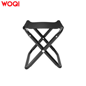 Tabouret pliant de camping Woqi en aluminium, chaise portable d'extérieur, tissu Oxford noir, 24x22x26 cm, capacité de charge maximale 100 kg - Product Image 1