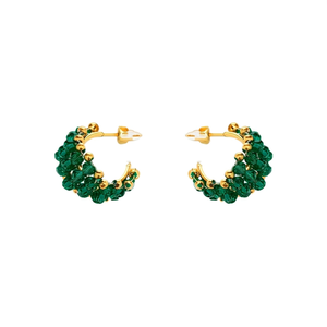Pendientes de Cristal con Baño de Oro PVD, Acero Inoxidable 316L, Resistentes y Sostenibles, Aros con Cuentas Verdes - Product Image 2