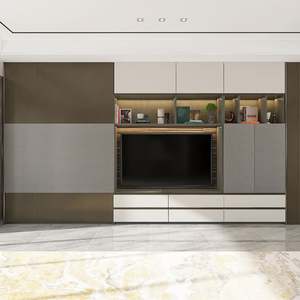 Innovador Sistema de Gestión de Cables de Madera con LED, Mueble de TV Contemporáneo Multifuncional con Estantes Ajustables para Sala de Estar - Product Image 1