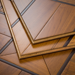 Parquet en bois d'ingénierie multicouche en teck teinté préfini, qualité ISO9001 AB, 16 mm 18 mm, avec rainures et languettes, pour projets commerciaux - Product Image 2