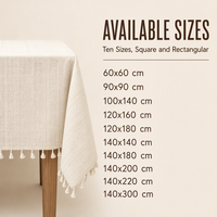 Nappe de table classique européenne en coton et lin avec franges à pompons