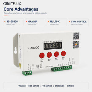 Contrôleur de lumière LED programmable K1000C DC5-24V 2048 pixels 32 programmes SD Synchronisation filaire pour l'éclairage des bâtiments - Product Image 4