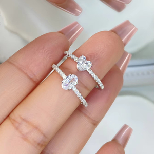 Gümüş takı S925 gümüş 5A 8A kalite kalp yuvarlak ezilmiş buz zirkon 925 gümüş nişan alyanslar kadınlar için - Product Image 4