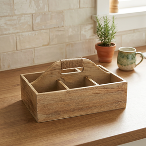 BS INTERNATIONAL NAD00127 Portable Wooden Caddy Kitchen Use Customisable Size Vintage Brown Wood Non-folding Holder Wholesale - Product Image 1