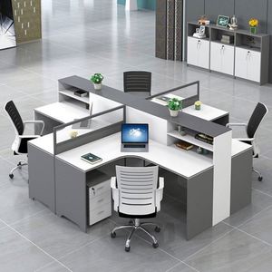 Escritorio Portátil con Pantalla, Moderno y Sencillo, de PVC, Combinación de Silla y Escritorio Doble para 4/6 Empleados, Muebles de Oficina, Estación de Trabajo - Product Image 3