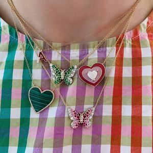 Новое модное 925 Серебряное Ювелирное Украшение с позолоченной бриллиантовой рамкой малахитовое сердце ожерелье - Product Image 5