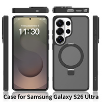Étui de téléphone magnétique pour Samsung S26 Ultra avec support de raquette, étui de téléphone portable translucide antichoc