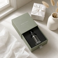 Boîte cadeau coulissante rigide vert sauge avec feuille d'argent pour huile capillaire, impression personnalisée, robuste, recyclable, qualité supérieure, vente en gros, directement de l'usine