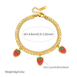 Strawberry Charm Bracelet Zinc Alloy Women's Fashion Jewelry Gift Layering Accessory - Product Image 4