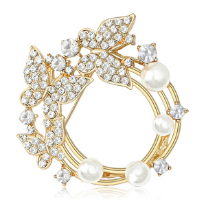 เข็มกลัดโลหะผสมชุบทองรูปดอกไม้พร้อมดีไซน์เจาะรูประดับพลอยหลากสีสำหรับผู้หญิงของขวัญแต่งงานเครื่องประดับคุณภาพสูง - Product Image 1