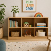 Meuble de rangement Montessori Chuangjin à 3 niveaux et 6 compartiments en bois de 105 cm avec panneau arrière pour écoles maternelles - Vente en gros