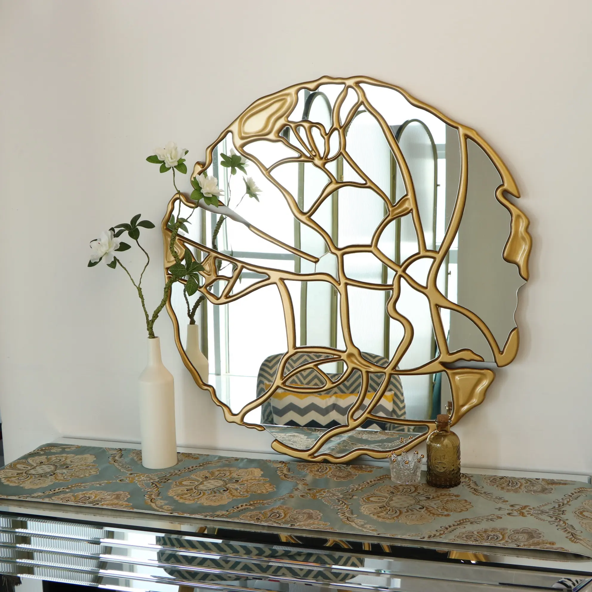Nouveau élégant suspendu moderne long décor mur salon mur art miroirs décoratifs