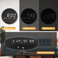 Reloj de Pared Inteligente con Movimiento Silencioso, Temperatura Personalizada, Alarma Eléctrica, Pantalla LED Redonda, Diseño de Madera, Integrado para Hogar Inteligente