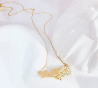 Bunga krisan aster tahan air bunga berwarna Enamel hati cinta nama pribadi kalung keluarga