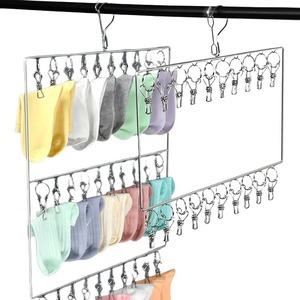 Séchoir à chaussettes en acier inoxydable Jinxian avec plusieurs pinces, type crochet, gain de place, organisateur de vêtements domestique, forme rectangulaire - Product Image 5
