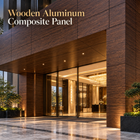 Panneau composite bois-aluminium revêtu de PVDF, grain de bois de pin, 4 mm, pour la décoration de façade d'entrée