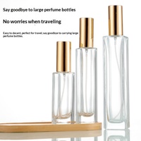 Flacon de parfum en verre de luxe 30 ml, pompe à vaporiser dorée, design carré transparent pour femmes et hommes, emballage de parfum, logo personnalisé
