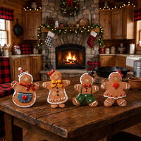 Fabrikpreis Lebkuchenmann-Hängeanhänger aus Harz, Mini-Kunststoff-Dekorationsanhänger für Weihnachtsbaumschmuck auf Lager