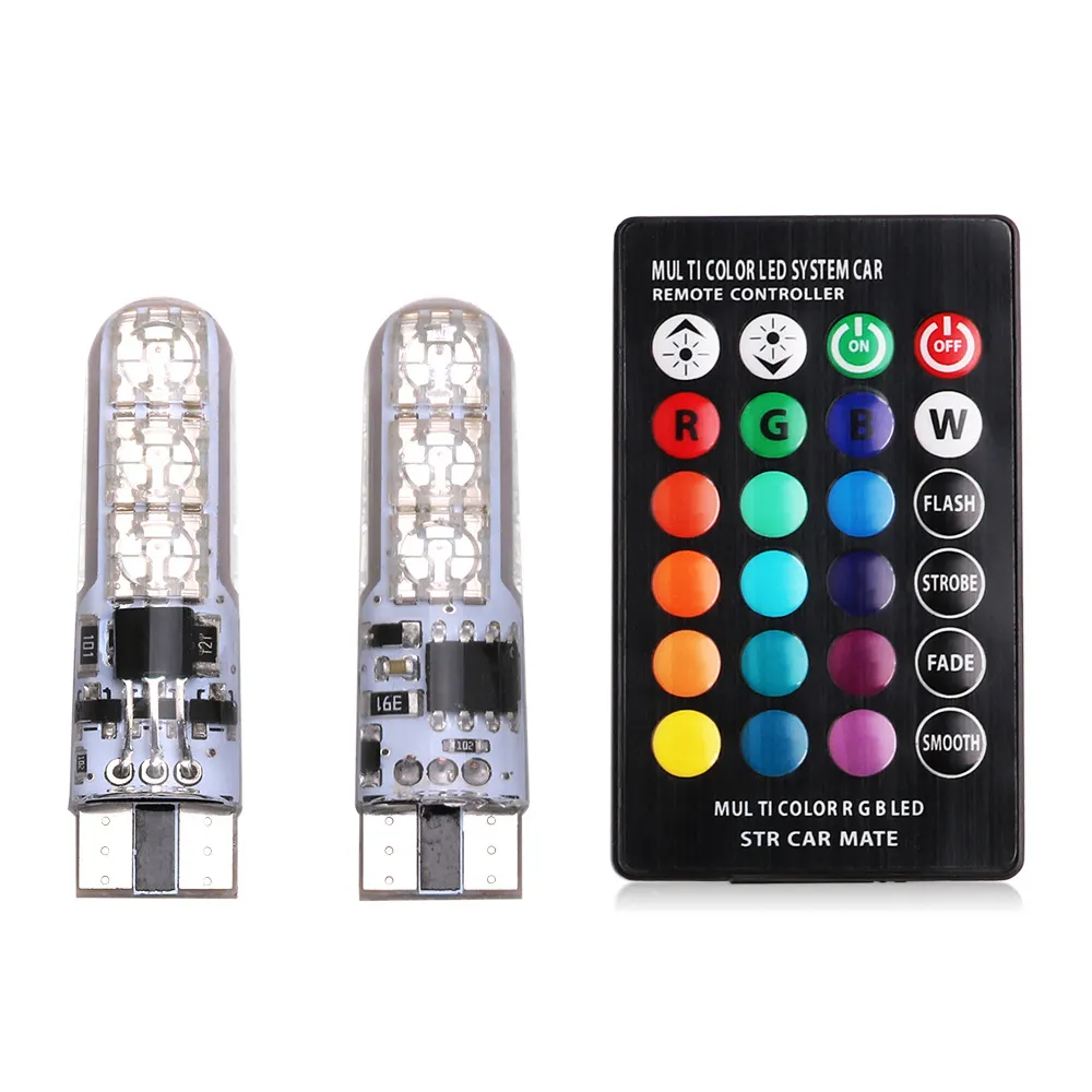 Gel di silice lampada per interni auto generale 5050-6SMD LED colorata piccola luce targa luce flash RGB larghezza auto luce T10