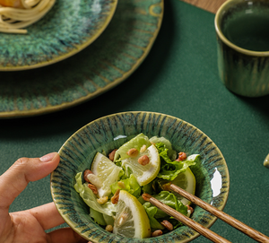 Juego de Vajilla de Cerámica Japonesa Retro con Esmalte Cambiante, Platos y Tazones de Gres Acanalado, Tamaño y Logotipo Personalizados para Hoteles y Restaurantes - Product Image 6