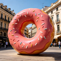 Sculpture créative en résine en forme de donut, statue alimentaire réaliste pour vitrine de boulangerie, café et restaurant