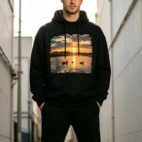 Hoodie Pullover Pria dengan Logo Custom, Hoodie Grafis untuk Pria yang Dibuat dengan Teknik Cetak Transfer Panas Film