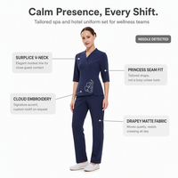 Ensemble d'uniformes sur mesure pour femmes, hôtel, spa, tissu mat fluide, anti-plis, broderie personnalisée pour clinique de massage, centre esthétique