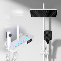 Ensemble de douche thermostatique apparent en laiton avec affichage numérique à touches piano, éclairage d'ambiance LED et pluie pressurisée pour maison et hôtel