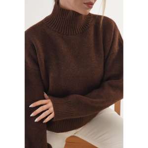 Pull en maille pour femme, col roulé mi-haut, épais, décontracté, manches longues, anti-boulochage - Product Image 6