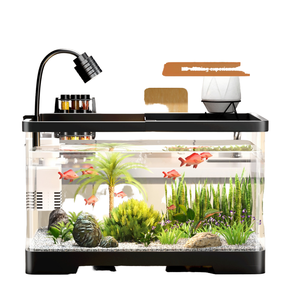 Acquario da Tavolo Quadrato in Acrilico Trasparente di Alta Qualità, Leggero e Durevole, 2.5W, Moderno per Pesci Rossi, Gamberetti, Tartarughe, Granchi, Rane, Alghe - Product Image 1