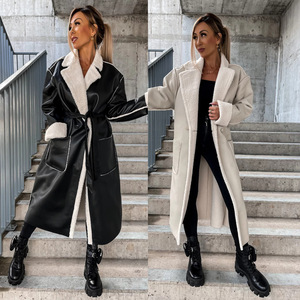 Europa e Stati Uniti autunno e inverno nuovo Casual <span class=keywords><strong>Trench</strong></span> in pelle sintetica spessa in ampio cappotto alla <span class=keywords><strong>moda</strong></span> donna - Product Image 1