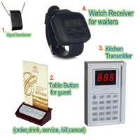 Freequeue HCM5000 Jam Tangan Pager Restoran Hitam Peringatan Getaran Beep Tahan Air Layar Digital Panggilan Nirkabel untuk Pelayan