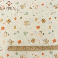HAPPEAK tissu de mousseline de haute qualité en gros pur coton imprimé gaze tissu matériel pour pyjamas