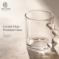 Pot en verre cylindrique ambré irisé de 350 ml avec poignée perlée, sérigraphié, écologique, recyclable, sûr pour les aliments, pour le stockage de bougies et de miel