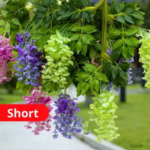 Ghirlanda di Glicine Artificiale, Fiori Realistici in Seta, Decorazione per Soffitto del Soggiorno, Pianta Verde per Matrimoni, Vendita all'Ingrosso - Product Image 2