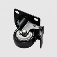 Roda Kastor PVC Hitam untuk Furnitur, 3 In 1 Box Packing, Putar, Rem Ganda, Beban Berat, Mudah Dipindahkan, Pelat Atas