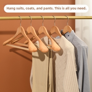 Cintres en <span class=keywords><strong>bois</strong></span> massif antidérapants à finition mate <span class=keywords><strong>de</strong></span> 5,5 cm <span class=keywords><strong>de</strong></span> large avec crochet rond <span class=keywords><strong>pour</strong></span> manteaux – Cintres robustes <span class=keywords><strong>pour</strong></span> vêtements - Product Image 3