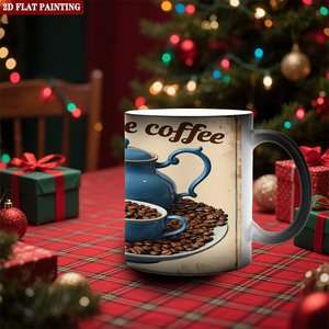 Mug personnalisé à motif festif, noir givré, 11 oz, en céramique, tasse magique changeant de couleur à la chaleur - Product Image 2