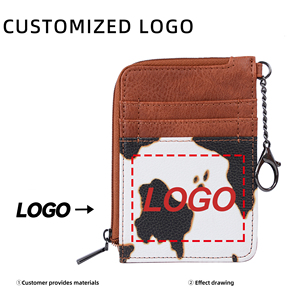 Sottile sottile e minimalista con stampa di mucca porta carte di credito portachiavi portafoglio piccolo portafogli borsa donna marsupio con tasca <span class=keywords><strong>A</strong></span> cerniera - Product Image 5