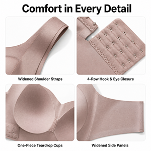 女性用ワイヤレススポーツブラ ワインレッド シームレスモールドカップ レディースインナー XXL 高品質ランジェリー - Product Image 3