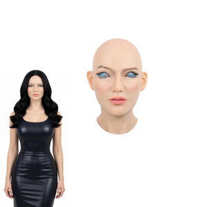 Lebensechte Gesichtsmaske Silikon-Kopfmaske mit Schönem Make-up Mann zu Frau für Crossdresser Cosplay Halloween-Party - Product Image 1