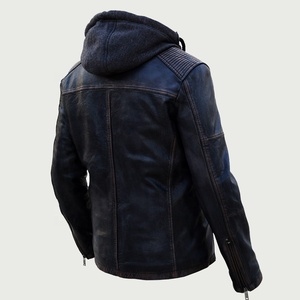 Men's Warm Genuine Leather Hooded Thick Winter Jackets with Polyester-Filled Lining - Product Image 4