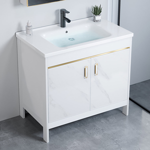 Space-grade aluminum freestanding bathroom cabinet with sink and vanity unit integrated bathroom sink and balcony washbasin unit - Product Image 5