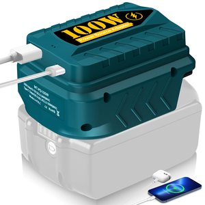 Adaptateur de chargeur 2 en 1 100W compatible avec les batteries au lithium <span class=keywords><strong>Makita</strong></span> <span class=keywords><strong>18V</strong></span>, chargeur portable à deux ports USB pour plusieurs appareils - Product Image 1